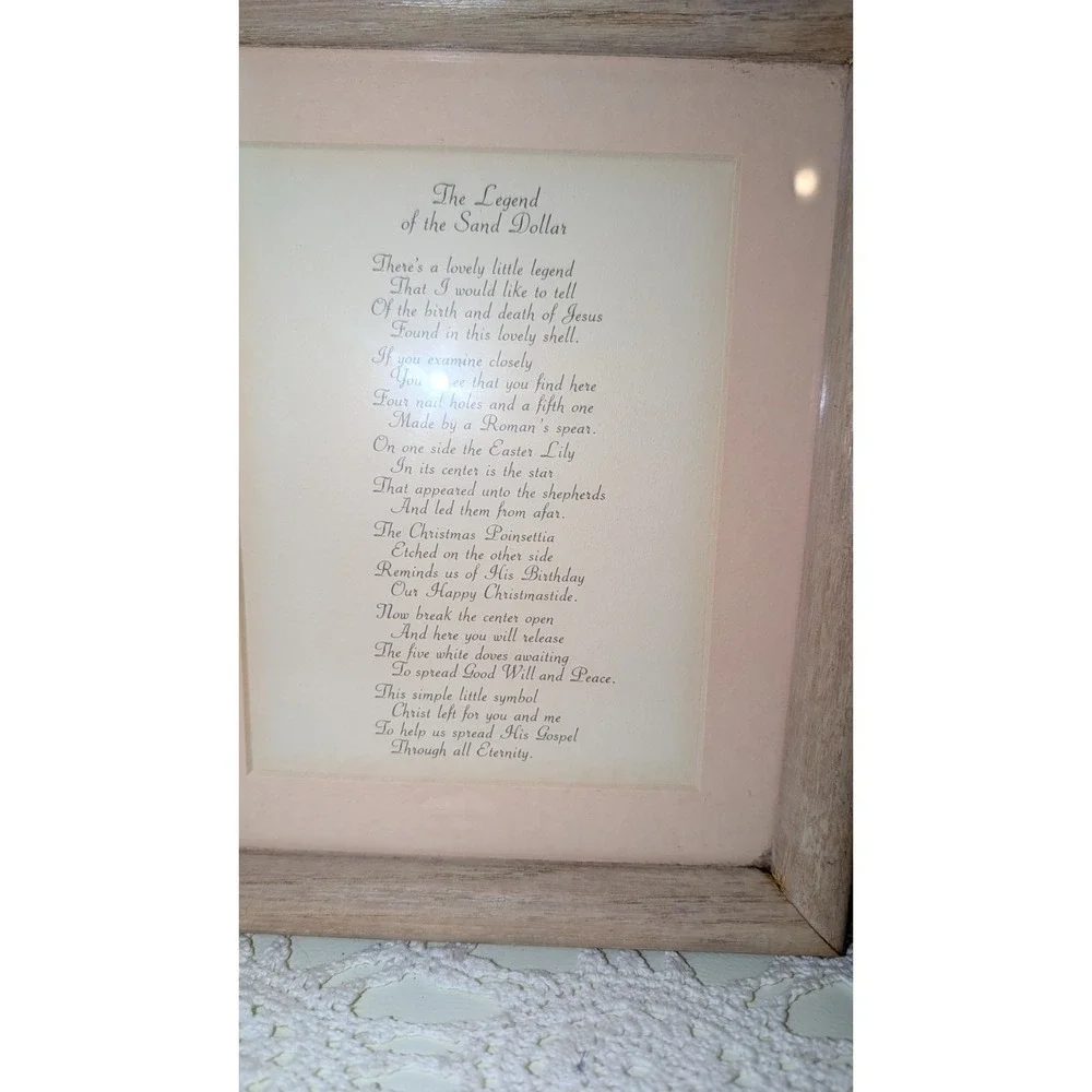 Large Vintage Legend Of The Sand Dollar Shadow Box Framed Doves of Peace 9